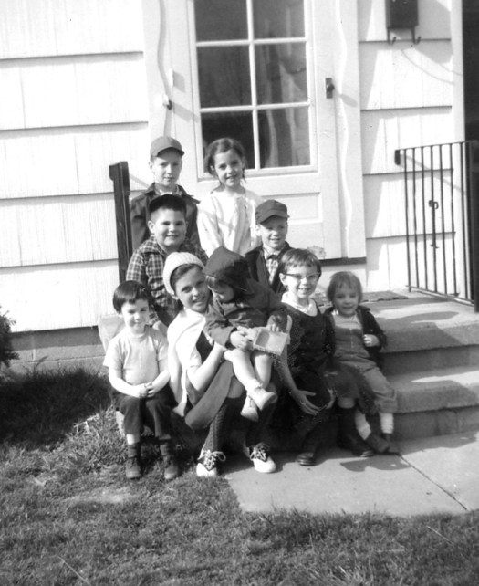 My gang of friends. I'm on the top step.