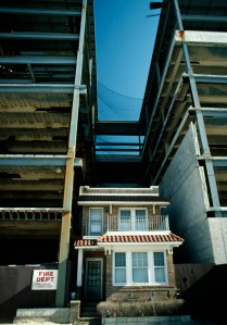 House surrounded by construction site, Atlantic City, NJ