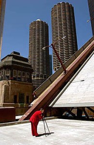 photographer on bridge, Chicago, IL