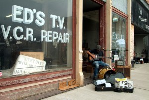 Sidewalk performer King Biscuit Festival Helena, Arkansas