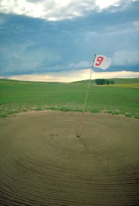 9th hole on combined golf course and air field, Arthur County, N