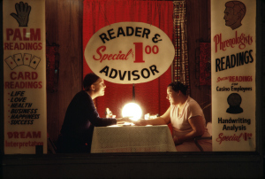 Fortune teller through window, Atlantic City, NJ